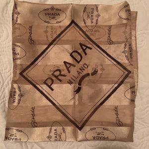 Prada ‘Milano’ Brown and Gold Striped Silk Scarf  *price negotiable*